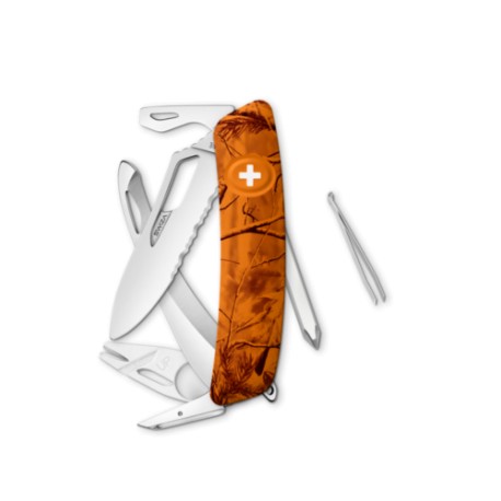 Navaja HUNTING Single Hand SH06 TR-HUTT, Wavy Edge,13 Funciones, Camo Ramas Orange