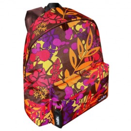 Mochila Hobby Con Bolsa Frontal, 32x40x17cm De Base, 10 Cm Arriba, Cafe Con Flores
