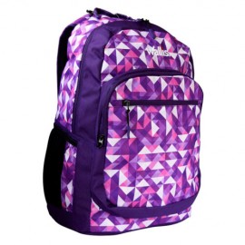 Mochila Fun, Compartimiento Para Laptop, 30x47x19 Cm, Triangulos Morado Con Rosa