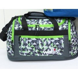 Maleta Deportiva 50 L, 54x30x25 Cm, Triangulos Negro Con Verde