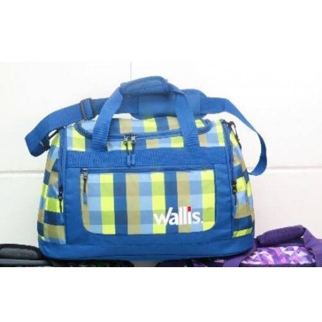 Maleta Deportiva 50 L, 54x30x25 Cm, cuadros azul Con Verde