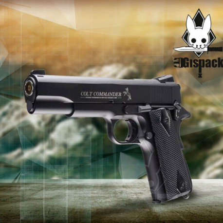 Pistola COLT COMMANDER Negra CO2 BB Cal. .177  325 Fps Retroceso