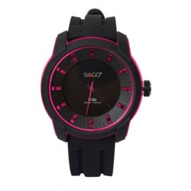 Reloj Svago PILATUS Analogo Unisex, 100 M /10 ATM,  Color Negro con rosa Con Caja E Index