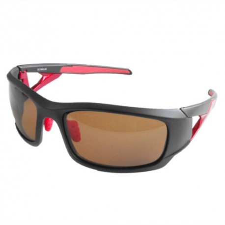 Lentes Deportivo armazon Y Varillas Negro Mate Y Rojo Metalico, Micas Cafe