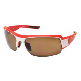 Lentes Deportivo armazon Y Varillas Rojo Con Blanco, Micas Cafe