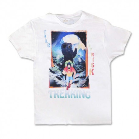 Playera Para Hombre Take The Risk Trekking, Color Blanco, Talla Chica