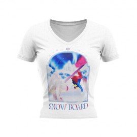 Playera Para Mujer, Snow Board, Color Blanco,Talla Grande