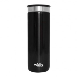 Termo Con Protector Antiderrames, Tapa Rosca, 500 Ml, Negro Metalico