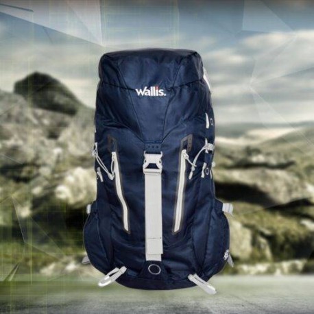 Mochila Para Media Montana SION 45 L, Semi-Impermeable, Azul Con Gris