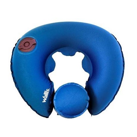 Almohadilla Inflable Para Cuello Con Funda, Descansa Barbilla, Color Azul