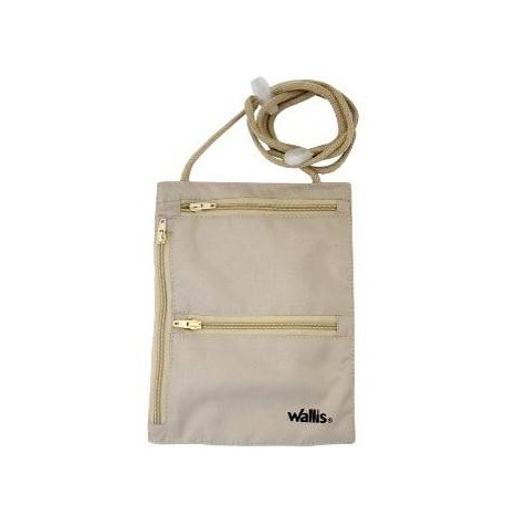 Cartera De Seguridad Con Cordon Para Colgar Ajustable, 15×20 Cm, Color Beige