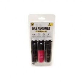 3pack Gas Pimienta Al 18% Gd 1/2 Oz.  1rosa 2negro