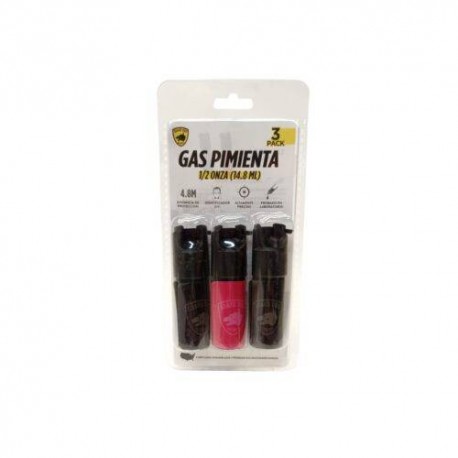 3pack Gas Pimienta Al 18% Gd 1/2 Oz.  1rosa 2negro
