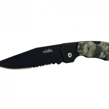 Navaja Con Mango PVC Camuflaje Con “Push”, Hoja Lisa-Sierra De 7.8 Cm De Largo