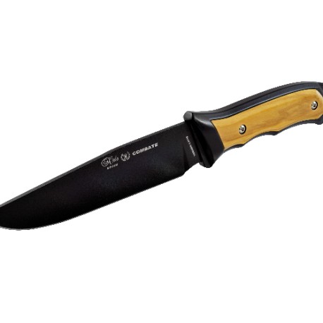 Cuchillo Combate De Aventura, Mango Madera Natural De Olivo, Hoja Lisa 12.5 Cm, Peso 169 Gr