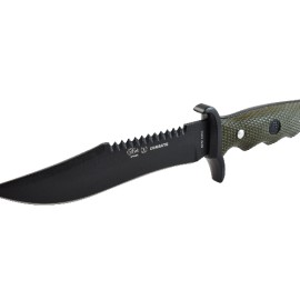 Cuchillo Combate De Aventura,  Mango ABS Y Zamak, Hoja Lisa/Sierra 18 Cm, Peso 340 Gr