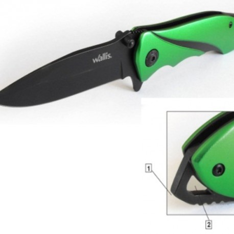 Navaja Con Mango *S.O.S. Metal Verde Con Clip, Hoja Lisa De 7.8 Cm De Largo