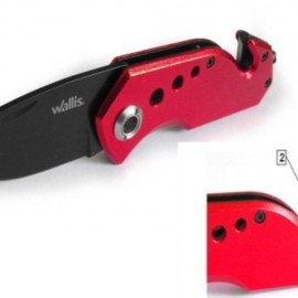 Navaja Con Mango *S.O.S. Metal Rojo Con Clip, Hoja Lisa De 6 Cm De Largo