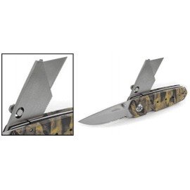 Navaja Con Mango Metal Camuflaje, Hoja Lisa-Sierra De 6.5 Cm, Cutter De 6 Cm