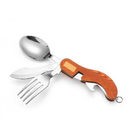 Cubierto Con 5 Usos, Desprendible A 2 Piezas, Cerrado 10 Cm, Mango Aluminio Naranja, Con Funda