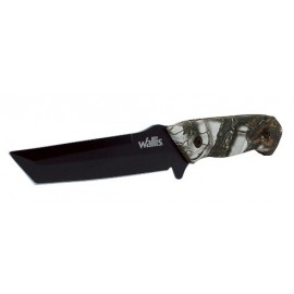 Cuchillo De Monte Con Funda, Hoja Negra Lisa, Largo Hoja De 11 Cm, Largo Total 21.3 Cm