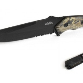 Cuchillo De Monte Con Funda, Hoja Negra Lisa-Sierra, Largo Hoja De 12 Cm, Largo Total 25 Cm