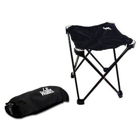 Banco Plegable, Aluminio Y Poliester, 24x24x28 Cm, Negro