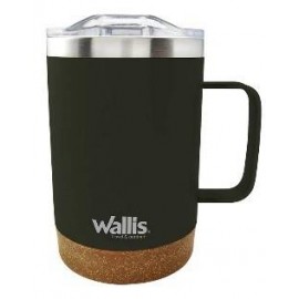 Taza Termica Con Goma Y Protector Deslizante Antiderrames, 350 Ml, Verde Olivo C/Base Cafe