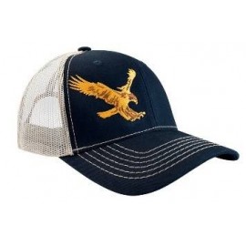 Gorra Con Malla Y Ajustador Snapback De Plastico, Aguila, Azul Marino Con Malla Beige