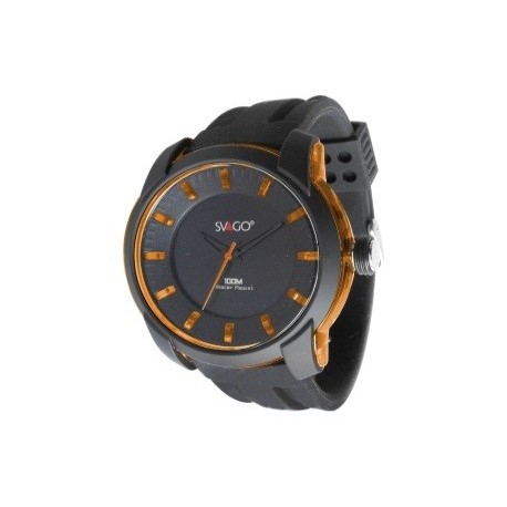 Reloj PILATUS Analogo Unisex, Resistencia 100 M / 10 ATM, Color Negro Con Caja E Index Naranja Traslucido
