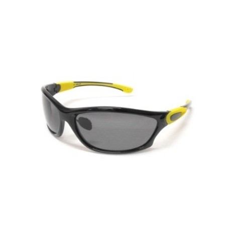 Lentes Deportivo armazon Negro, Micas Humo, Varillas Negro Con Amarillo