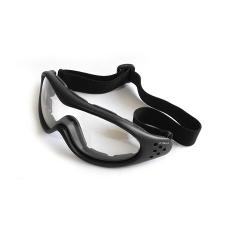 Lentes Deportivo armazon Negro Mate, Resorte, Mica De Una Pieza, Transparente
