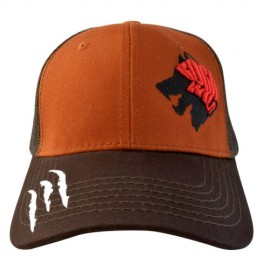 Gorra Con Malla y Ajustador Plastico, Born Wild, Naranja Con Cafe