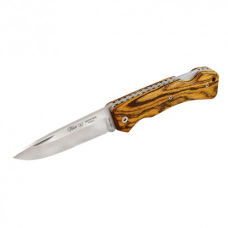 Navaja Hunter, Para Caza, Mango Madera Natural De Bocote, Hoja Lisa 8.5 cm, Peso 103 Gr