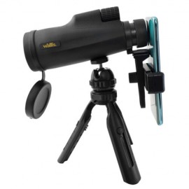 Monocular Tipo Tejado, 12 X 50 Mm, Revestimiento Green, Con Accs. (Tripie Y Adaptador Cel), Negro