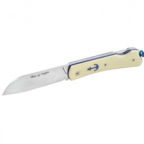 Navaja Poseidon, Acero M690CO, Mango Mikarta Hueso, Hoja Lisa 8 Cm, Largo Total 19 Cm, Peso 109 Gr