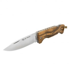 Navaja Fighter,Tactico Y Supervivencia, Mango Katex Y Madera De Bocote, Hoja Lisa 9.5 Cm, 150 Gr