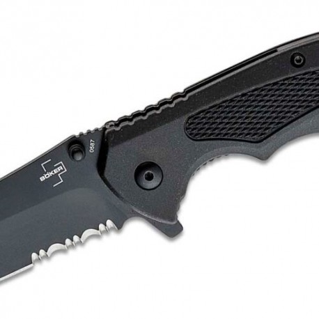 Navaja Tactica BOKER Plus Gemini NGA Negra 8.89 Cm. Sierra